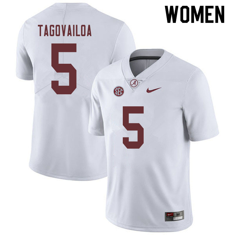 Women #5 Taulia Tagovailoa Alabama Crimson Tide College Football Jerseys Sale-White